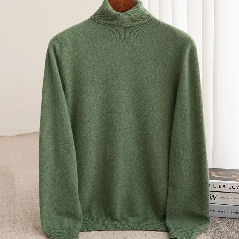 Men's Turtleneck Wool Sweater Men  Autumn and Winter Large Size Loose Knitted Sweater Keep Warm Top Men Jumper