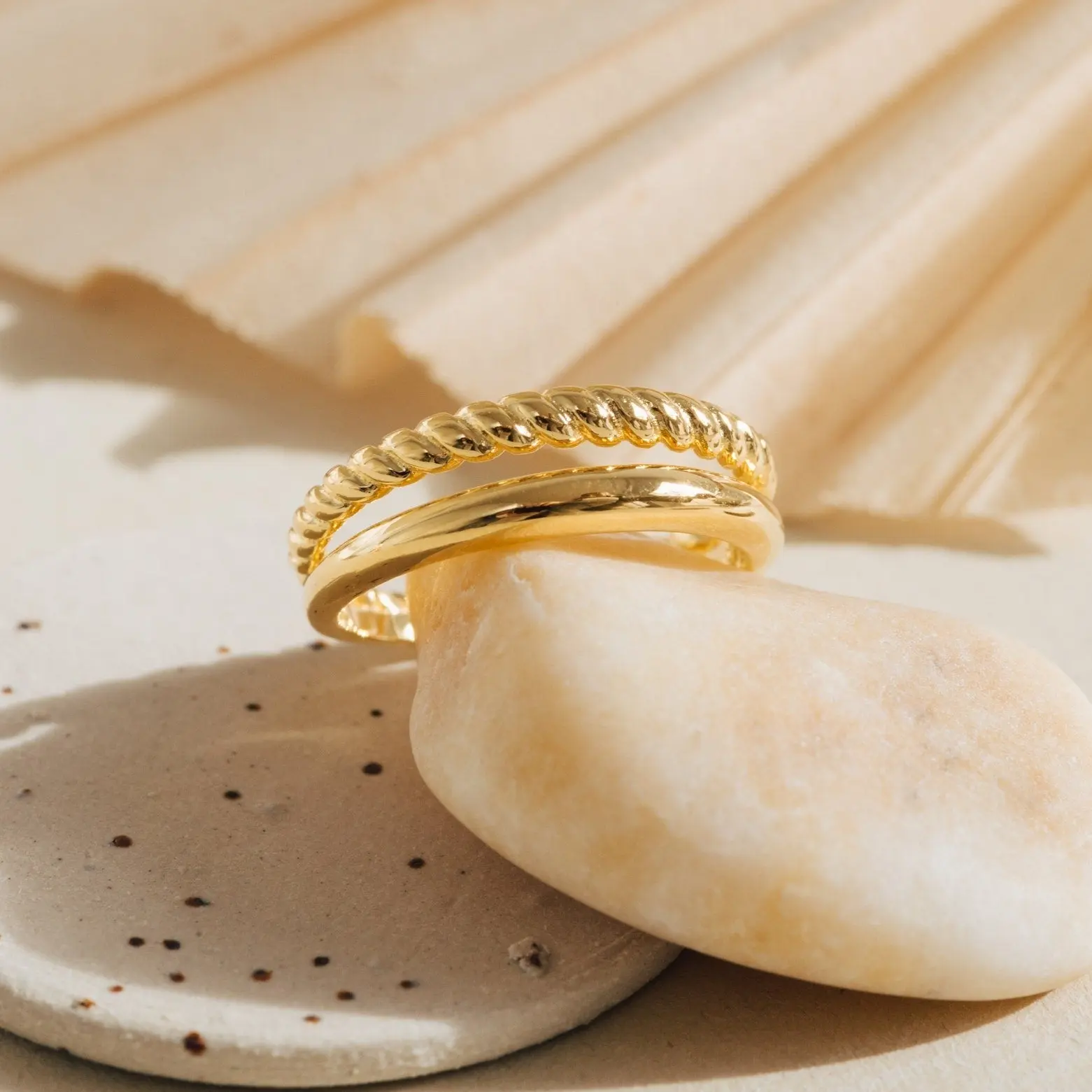 Chelsea Duo Ring by Caitlyn Minimalist - Chunky Twisted Stacking Ring in Gold & Silver - Statement Jewelry - Gift for Her