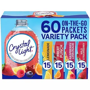 Crystal_Light Lemonade, Fruit Punch, Raspberry Lemonade and Wild Strawberry Powdered Drink Mix Variety Pack (60 count)-Beverage Mixed Beverage Mixed