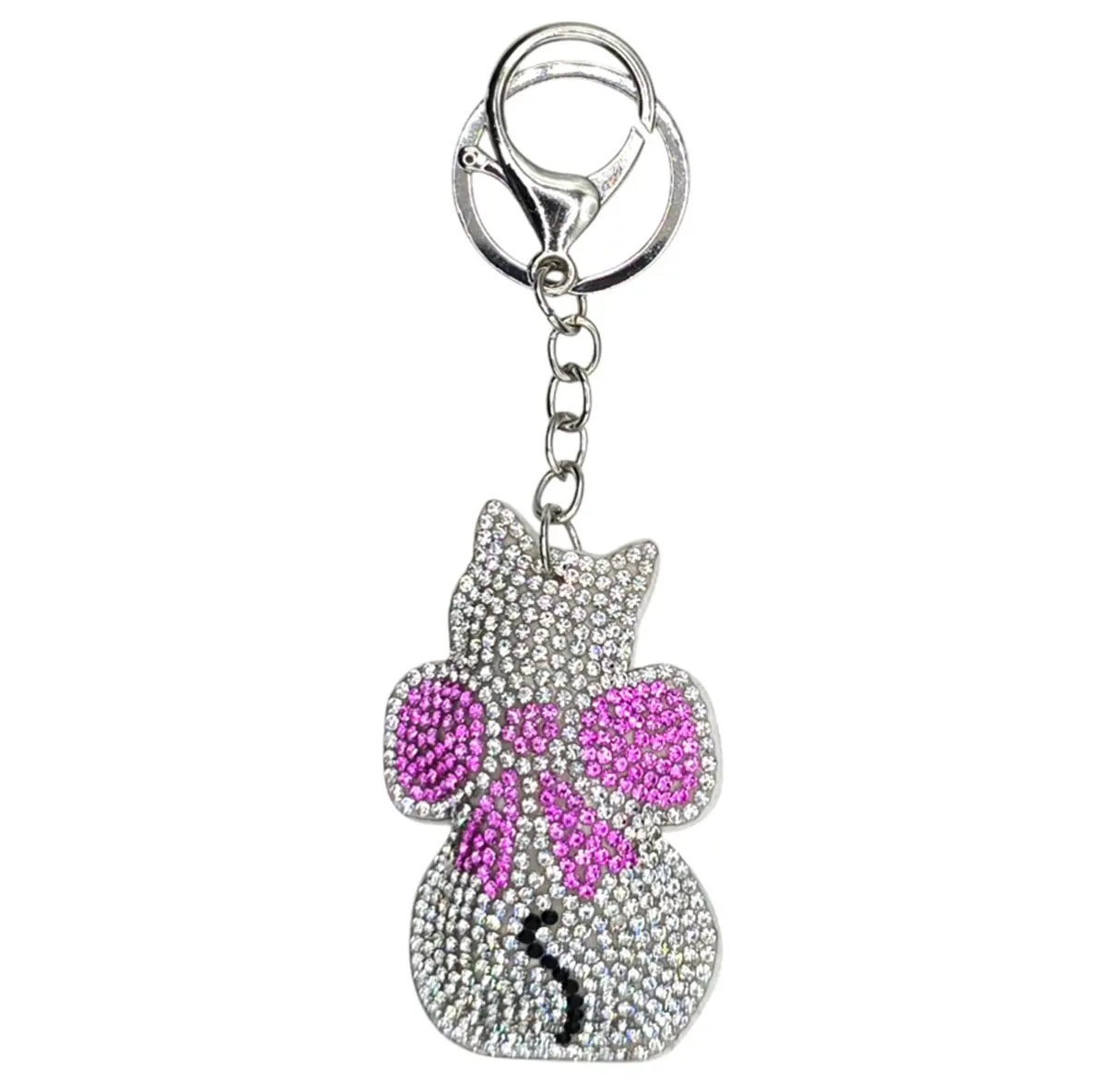 Silver Cat Back w Pink Bow Silver Hardware