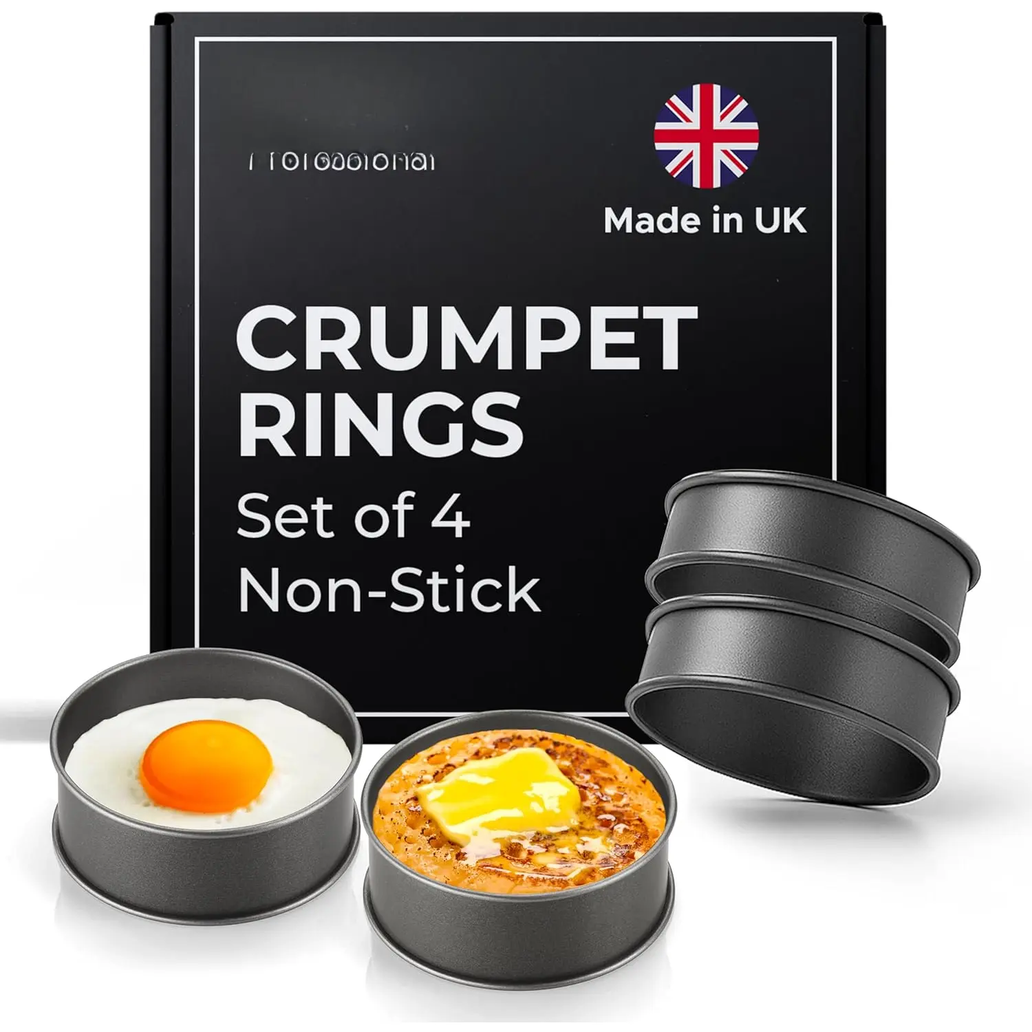 Crumpet Rings Nonstick 3.5 inch - English Muffin Rings - Set of 4  Ring Molds for Cooking - Metal Baking Egg Ring Set -  England