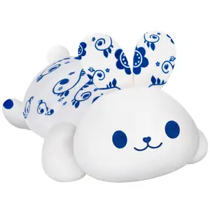 MeWaii Plush Body Pillow, Blue and white porcelain rabbit  Stuffed Animals Squishy Pillow, Cute Plushies Cuddle Pillow for Kids, Long Animal Pillow Plush Toys, Birthday Gifts Halloween Christmas Gift for Girls Boys