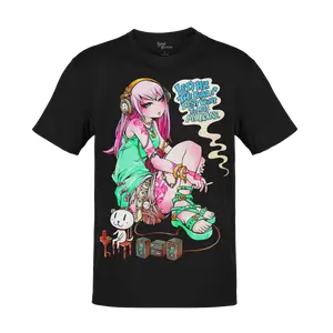 Melody Muse: Tune in to Style with our Music-Loving Girl T-Shirt! Amplify Your Fashion and Groove to the Beat. Cotton Casual Crew Neck V-Neck Slim-fitting Plain Floral Striped Black