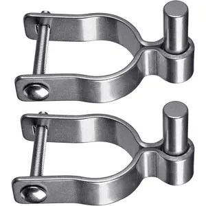 304 Stainless Steel Chain Link Fence Parts (2 Pack) - Male Post Hinges for Outer Diameter 2-3/8" Fence, Farm Gates with 5/8" Pintle, Rust-Resistant Outdoor, Bolts/Nuts Included
