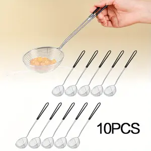 10 Pack Stainless Steel Hot Pot Strainer Spoons, Hot Pot Strainer Scoops, 2.5 inch Mini Mesh Skimmer Spoon Asian Strainer Ladle with Handle for Home, Black utensil kitchen utensil gadget