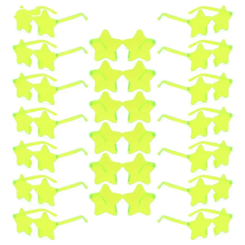 Kids' Neon Green Star-Shaped UV400 Sunglasses, 20-Pack Plain Novelty Eyewear for Birthday Party Favors & Photo Booth Props, Sun Protection Lenses, 20Pack For Parties