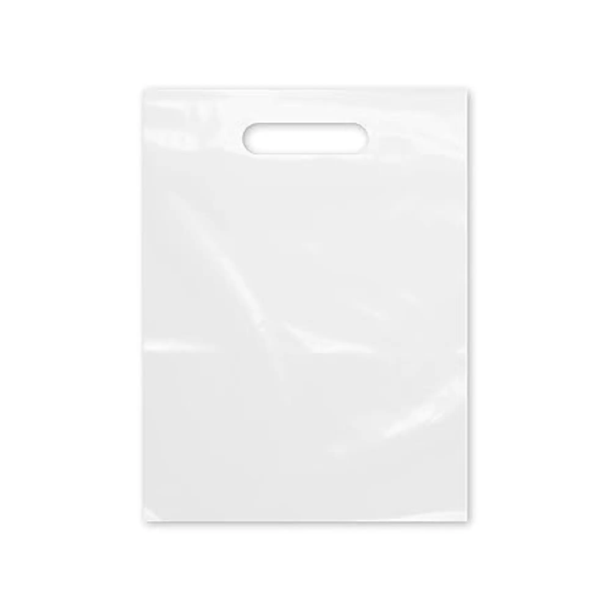 Plastic Bag with Die Cut Handle 9" x 12" White Merchandise Bags 100 Pack for Retail, Gifts, Trade Shows & More
