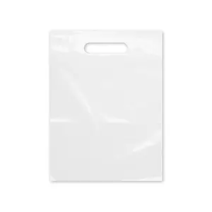 Plastic Bag with Die Cut Handle 9" x 12" White Merchandise Bags 100 Pack for Retail, Gifts, Trade Shows & More