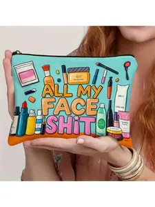 Funny "All My Face Shit" Makeup Bag - Women'S Zippered Makeup Bag, Great for Travel and Toiletries, Makes a Cute Gift for Boyfriend or Girlfriend