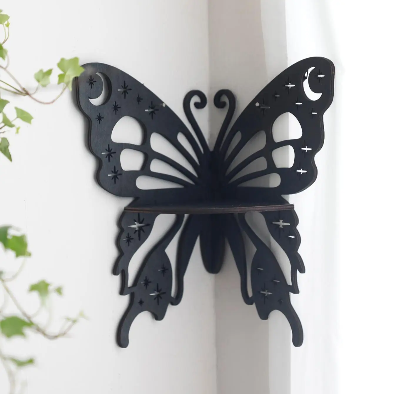 Rustic Wood Butterfly Wall Decor, Butterfly Design Wall Hanging Shelf for Home Office Coffee Bar Decoration
