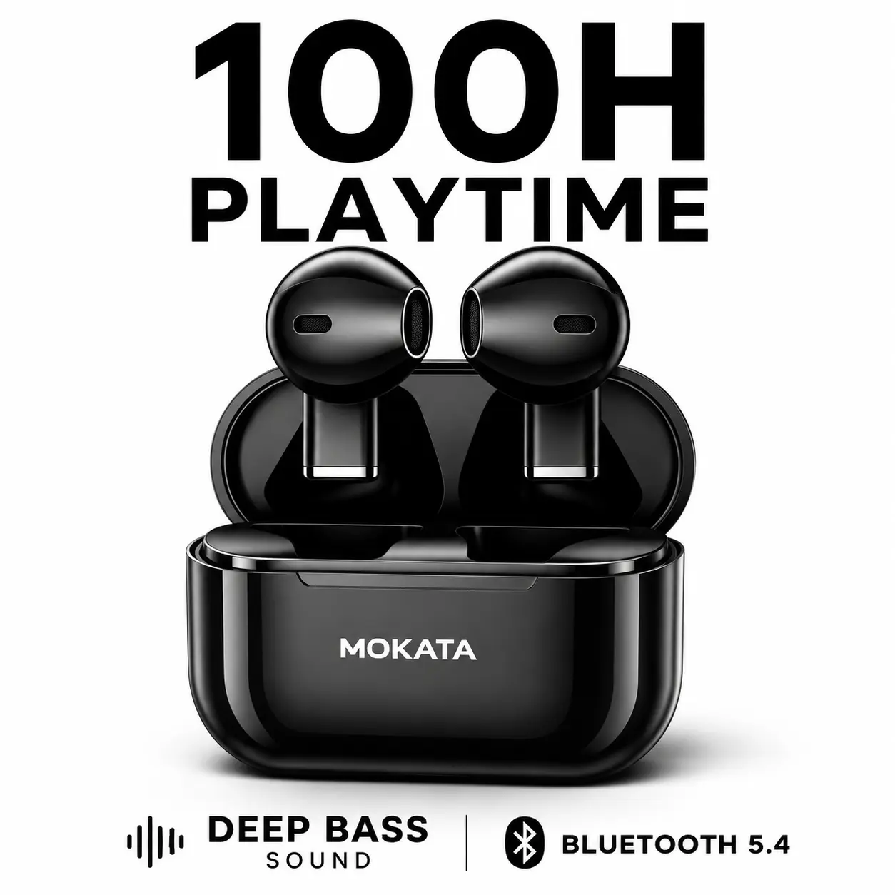 Wireless Music Earbuds Bluetooth 5.4, 100H Playtime In-Ear Headphones with Deep Bass, Noise Reduction & Mic for Work, Sports, Compatible with Cellphones & Tablets for Calling, Connection
