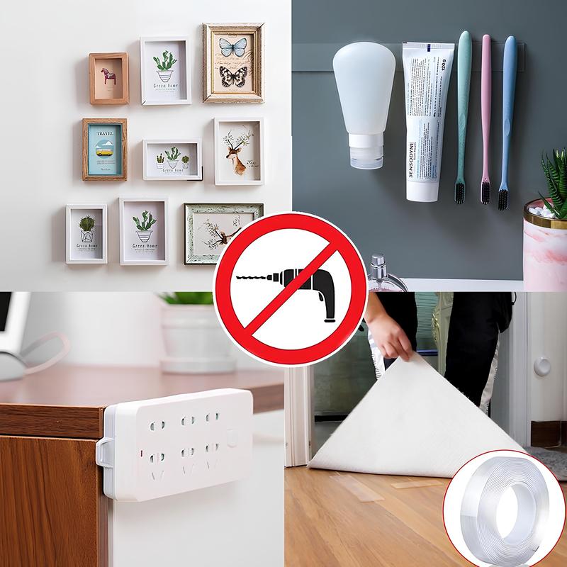 Nano Double-Sided Heavy Duty Tape – 9.8ft Removable Clear Mounting Tape for Wall, Carpet, Rug & DIY – Strong, Washable, Traceless Adhesive - Buy One Get Two Free