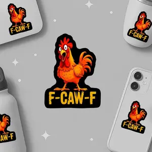 [Store 2] F-Caw-F Chicken Stickers, Funny Chicken Lover Gift, Halloween Sarcastic Vinyl Sticker, F-Caw-F Waterproof Sticker, Funny Rooster Stickers, Chicken F-Caw-F, Funny Sassy Rooster Decal Durable Vinyl