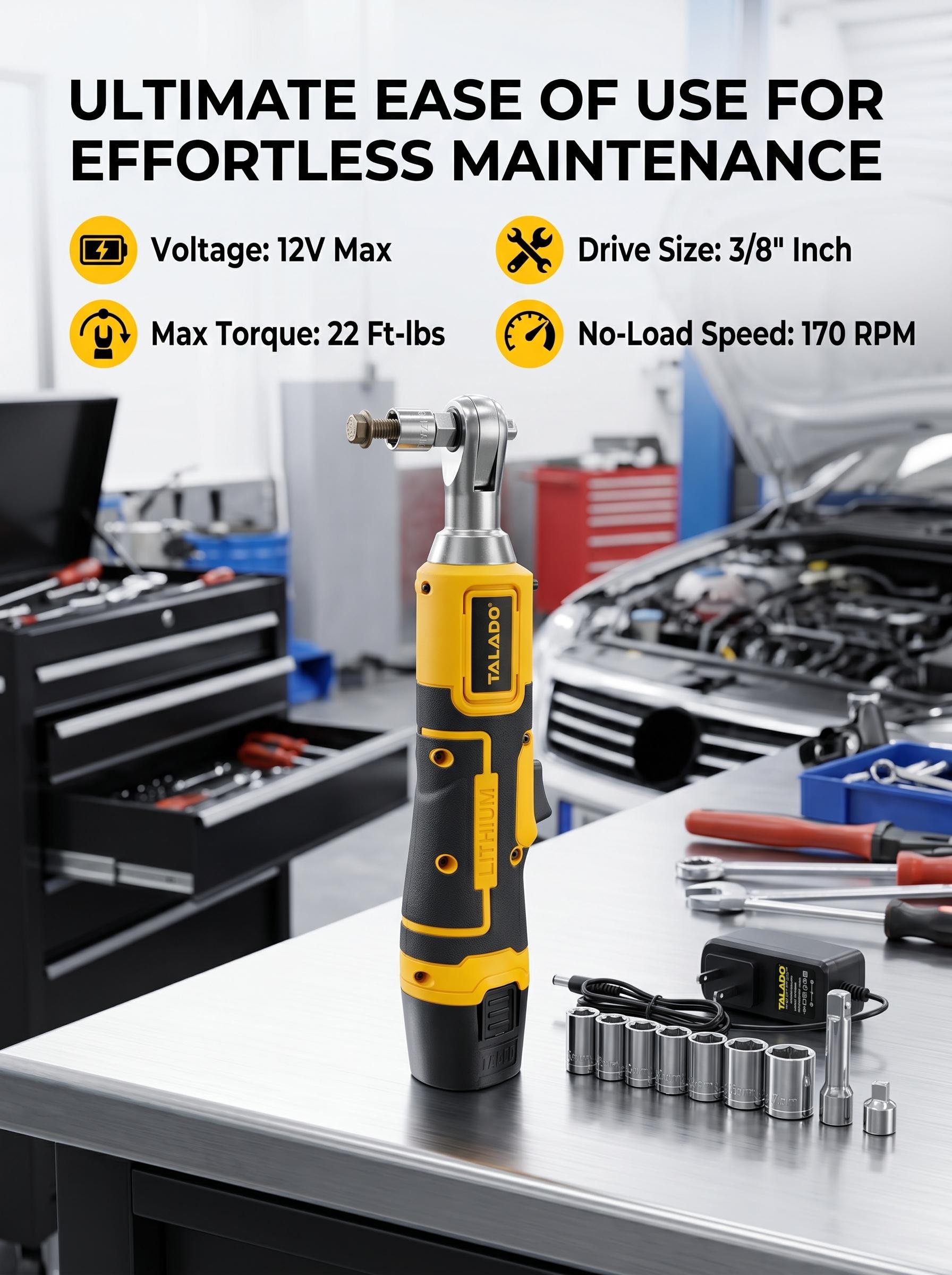 12V Cordless High-Torque Impact & Ratchet Wrench Set - Impact Wrenches with 12V Portable Use & Cordless Freedom, Nut Removal Auto Repair Assembly & Disassembly Tool for Auto Maintenance, DIY Projects