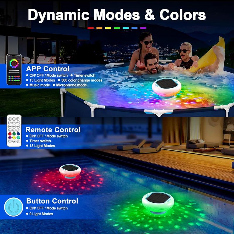 Solar Pool Chlorine Floater with Floating Pool Light, APP-Controlled Lights Adjustable Release Easy-Open Chlorine Floater Dispenser for Pool Large Capacity for 2 Tablets, Pool Lights That Float Solar Pool Chlorine Floater with Floating Pool Light, APP-Controlled Lights Adjustable Release Easy-Open Chlorine Floater Dispenser for Pool Large Capacity for 2 Tablets, Pool Lights That Float
