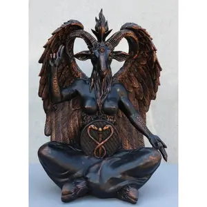 Large 24"H Sabbatic Goat Idol Samael Lilith Baphomet Seated Altar Statue