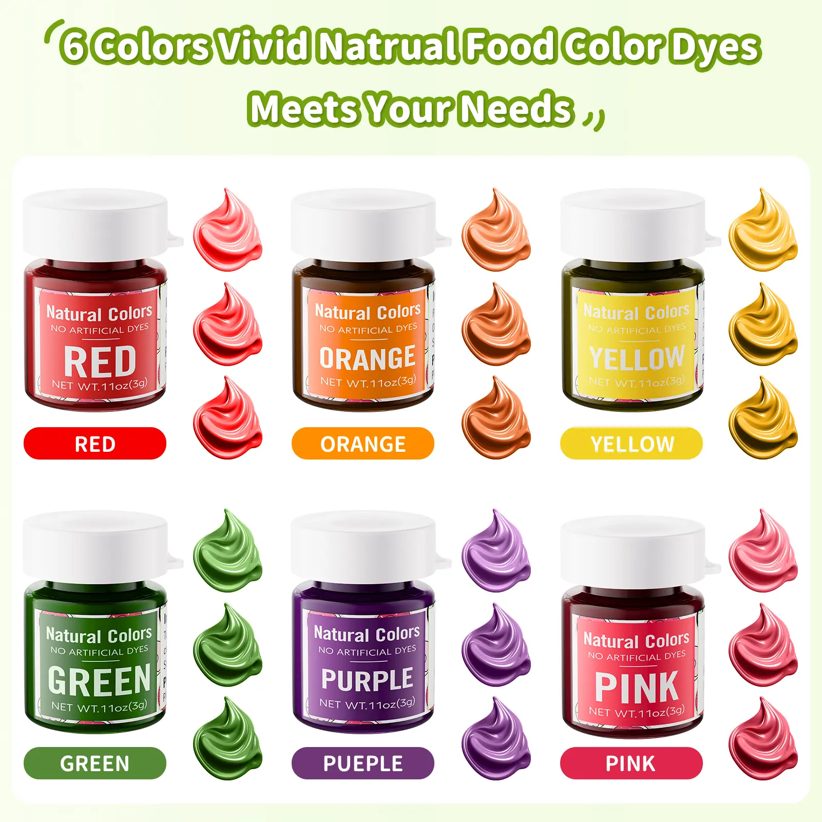 6 Natural Luster Dust Edible Glitter Shimmer Set, Water Soluble, Food Grade Edible Glitter for Cake, Dessert & Drink Decor, Long-Lasting Shimmer, Non-Toxic, Allergen-Free, Easy to Use 3g/bottle Bake Nata