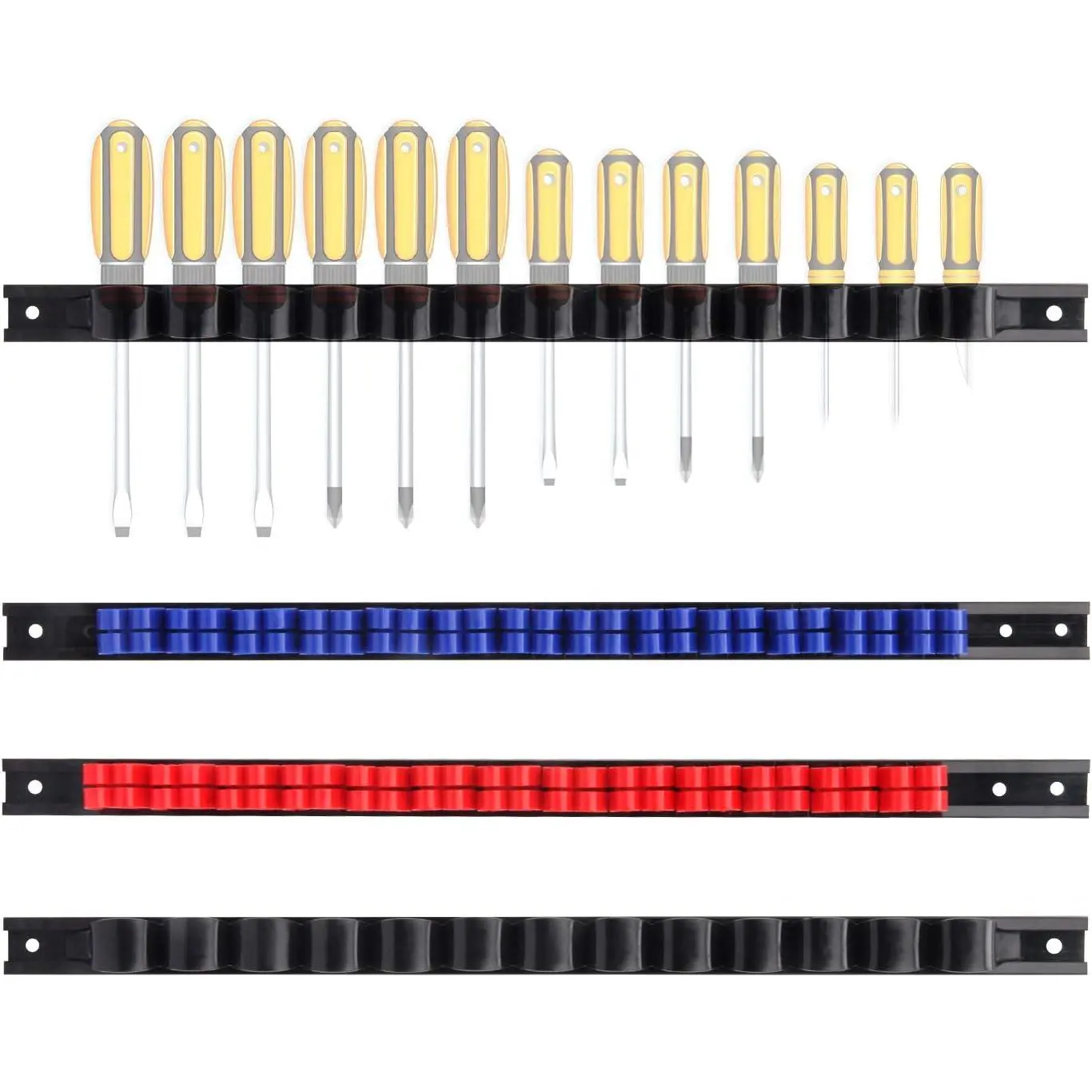 Screwdriver Organizer Hardware Tool Display Rack Garage Accessories Easy to Install Storage Holder Workshop Hardware Tool, 4 Pieces