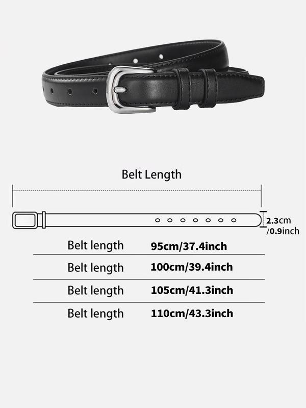 Shiny Silver Color Buckle Belt, Elegant Simple Design, Decorative Student and Younger Adult Waistband, Korean Fall Accessory, Pu Buckle Belt