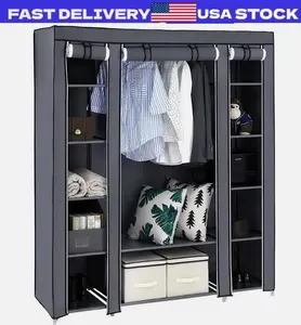 Portable Closet Wardrobe Clothes Rack Storage Organizer Shelf Water-Proof Fabric