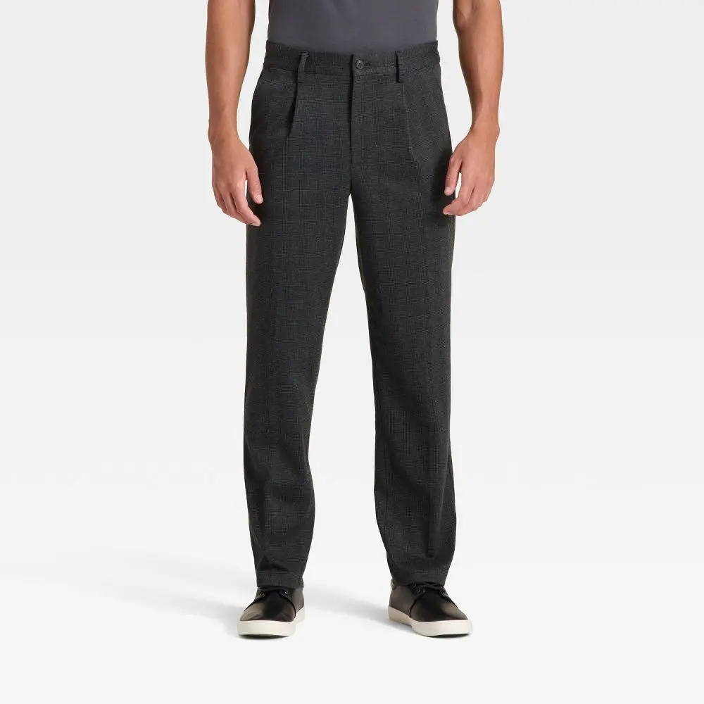 Men's Plaid Dress Trousers - Goodfellow & Co, Polo-Style, Polyester-Spandex Fabric Garment