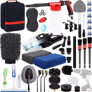 40 pc car detailing kit with foam sprayer , vacuum drill brush , large wash mitt , towels car wash supply