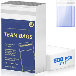 500 Pcs Card Sleeves Team Bags for Trading Cards,Team Bag Fit 3x4 Top Loaders for Trading Card Shipping Sports Graded Card Sleeves Protector
