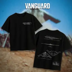 VANGUARD B2 Spirit Blueprint Double Sides Heavy Cotton Zip-Up Hoodie Vintage Lockheed Martin Graphic Tee Military Enthusiast Streetwear Clothing Gift for Men Breathable Printing