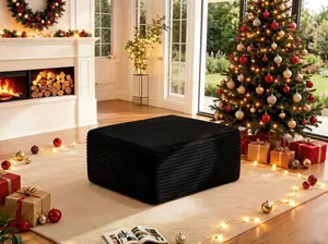【Memorial Day Gift】NMXVXMN 35x 35 x 16 Inches Plush Corduroy Cloud Velvet Boneless Ottoman for Sofa Couch, Ottoman Foot Rest, End of Bed Bench, Storage Chest, Load 300 lb, for Living Room, Bedroom, Entryway