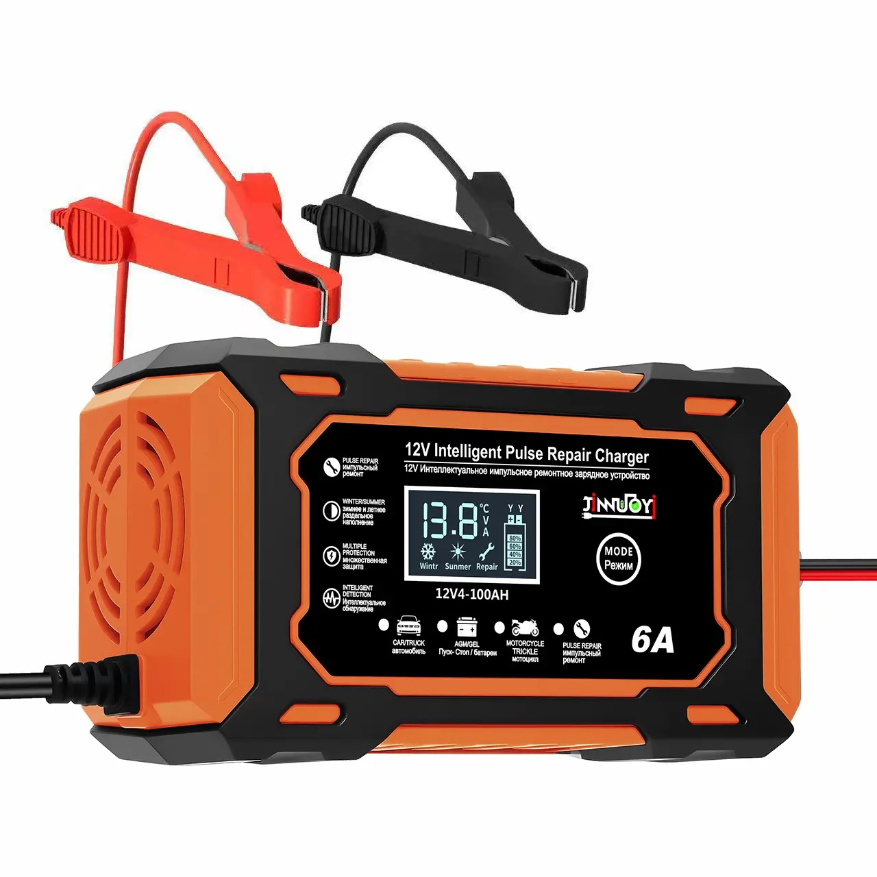 12V 6a Pulse Repair Charger for Cars & Motorcycles, Automotive, LCD Battery Display, Magnetic Material, Auto Switch Mode, Overcharge Protection, Vehicle