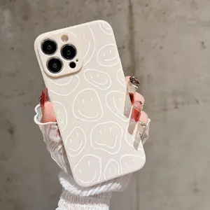 Cartoon Smile Face Pattern Phone Case, Decorative Phone Protector Cover, Phone Accessory Compatible With iPhone X 11 12 13 14 15 Plus 15 Pro Max