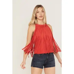 Madie Faux Suede Fringe Tank