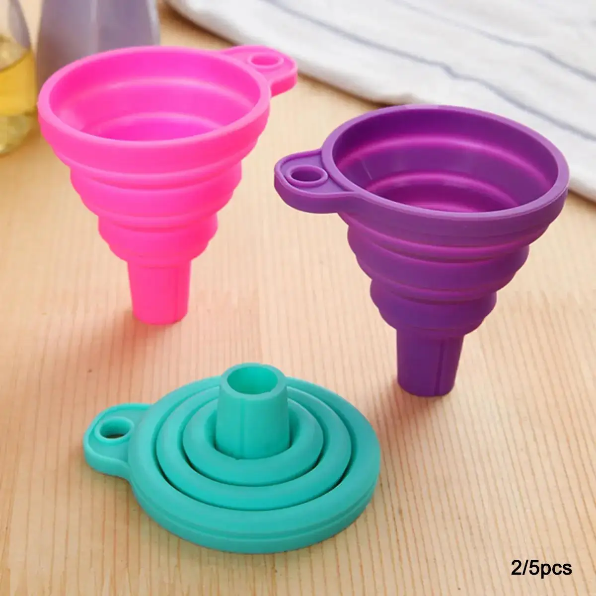 Random Color Collapsible Funnels, Silicone Food Funnels, Wide Mouth Kitchen Funnel, Kitchen Gadgets