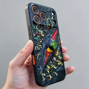Hand-Painted 3D Gothic iPhone Case, Colorful Texture + 3D Colorful Eye, Dark Aesthetic, for iPhone 14/15/16/17 Pro / Pro Max,beautiful phone case, designer, ip17promax, soft tpu cover