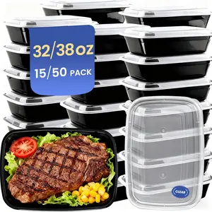 50 Pack 32 oz Take Out  Storage Containers with , Meal Prep Leftover Containers Disposable , To-Go  Containers Leakproof Airtight, Microwave & Freezer Safe