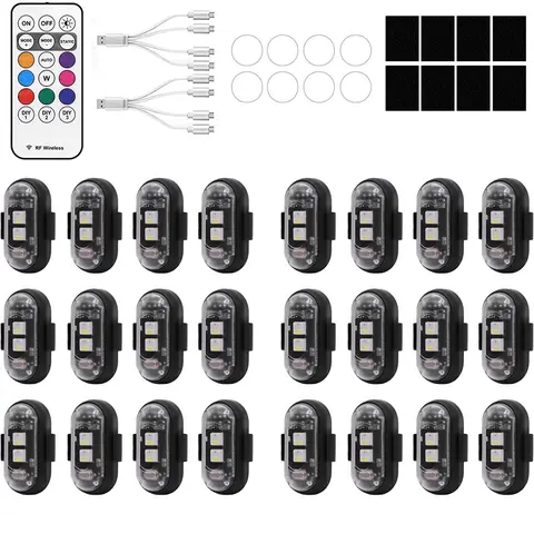 Automotive LED Fairy Lights - Car Decorative Light, 8 Colors 10 Modes, Bright Portable Adjustable Velcro Mount, Wireless Long Runtime, Camping Atmosphere Accessory for Bicycles, Boat Owners