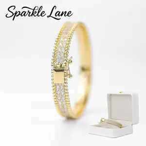 Full Pave Cubic Zirconia Eternity Bangle & Ring Set, Sterling Silver Stackable Wedding Jewelry, Gift for Her with Box