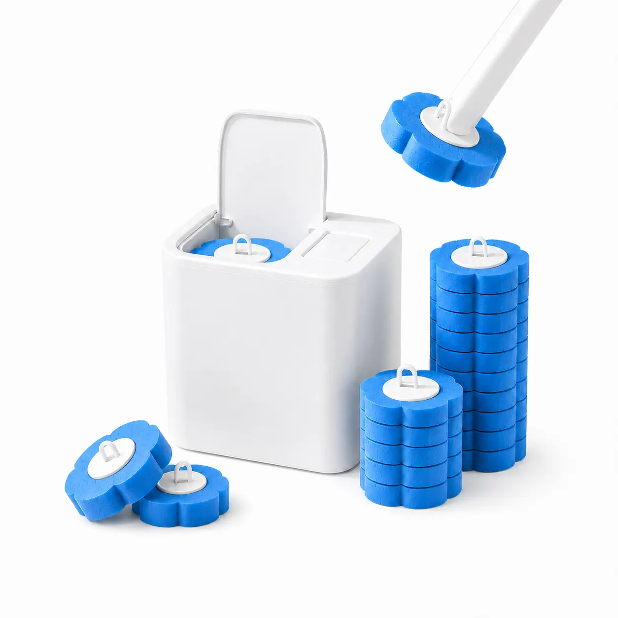 Toilet Brush with 18 Disposable Refills - Wall-Mounted Holder Cleaning Wand, Convenient Storage Solution, Easy Access to Hard-to-Reach Areas for Toilet Bowl, Sink, Bathtub