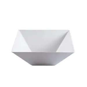 3 qt. White Square Disposable Plastic Serving Bowl (3ct)