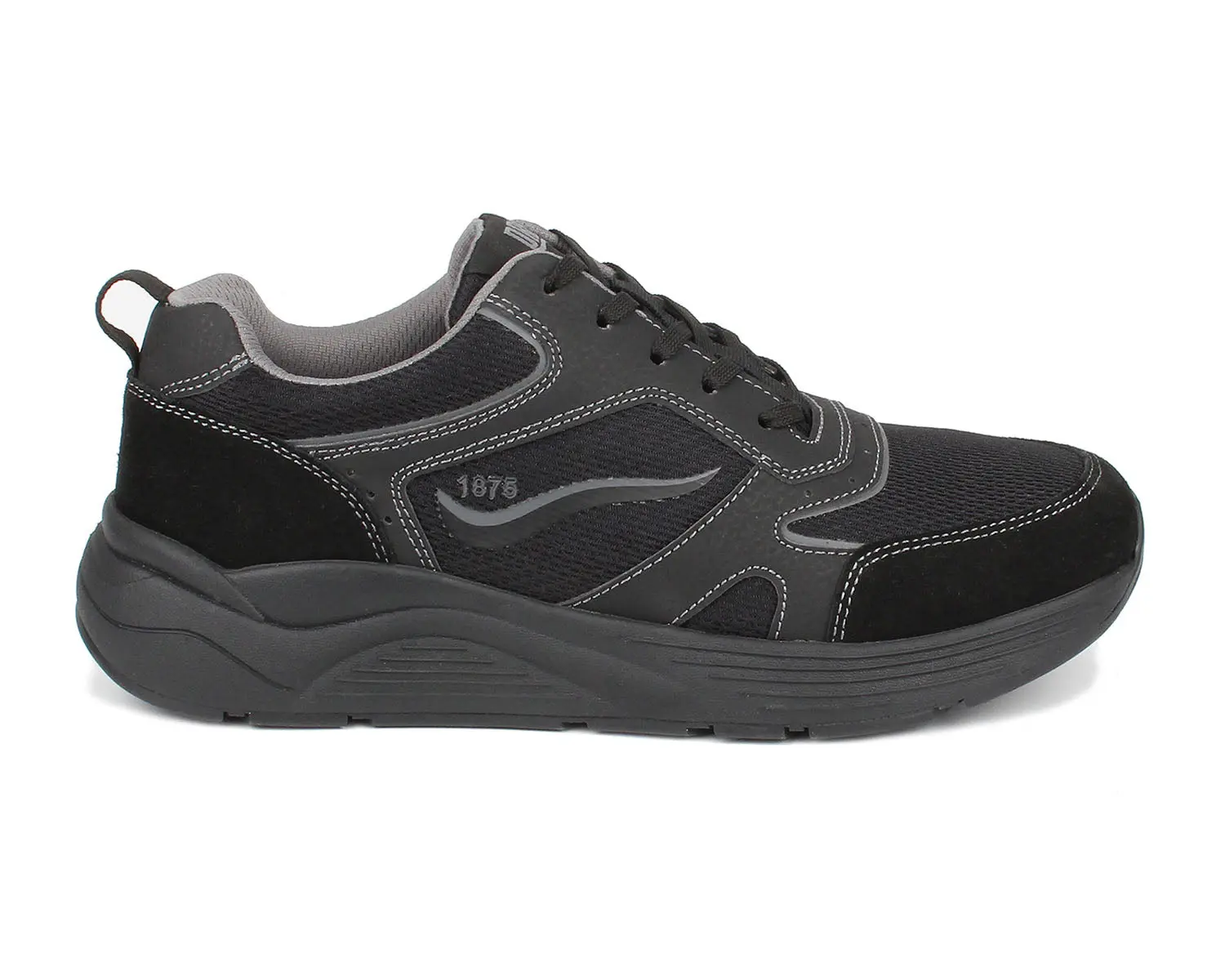 Men's Drew Shoe Marvel All-Over Black Mesh Combo Walking Shoe, Up to 8E Wide Fit