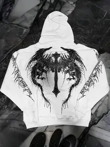 Unisex Hoodie with Cross Print Design, Casual Fashion Streetwear, Perfect for Daily Wear, Commuting, School, Vacation Gift