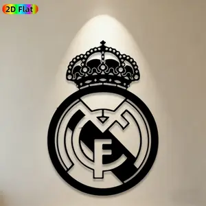 1pc Real Madrid Crest Metal Wall Art, Football Club Statue Mural, Decoration, Home Decor Accessory, Ideal Gift for New Year, Christmas, Football Enthusiasts, Rust-Resistant Metal Wall Decor, Living Room Wall & Garden Fence, Sports Decor