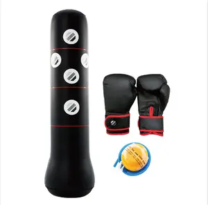 Youth & Adult Inflatable Boxing Freestanding Punching Bag with Pump, 5 ft, Black