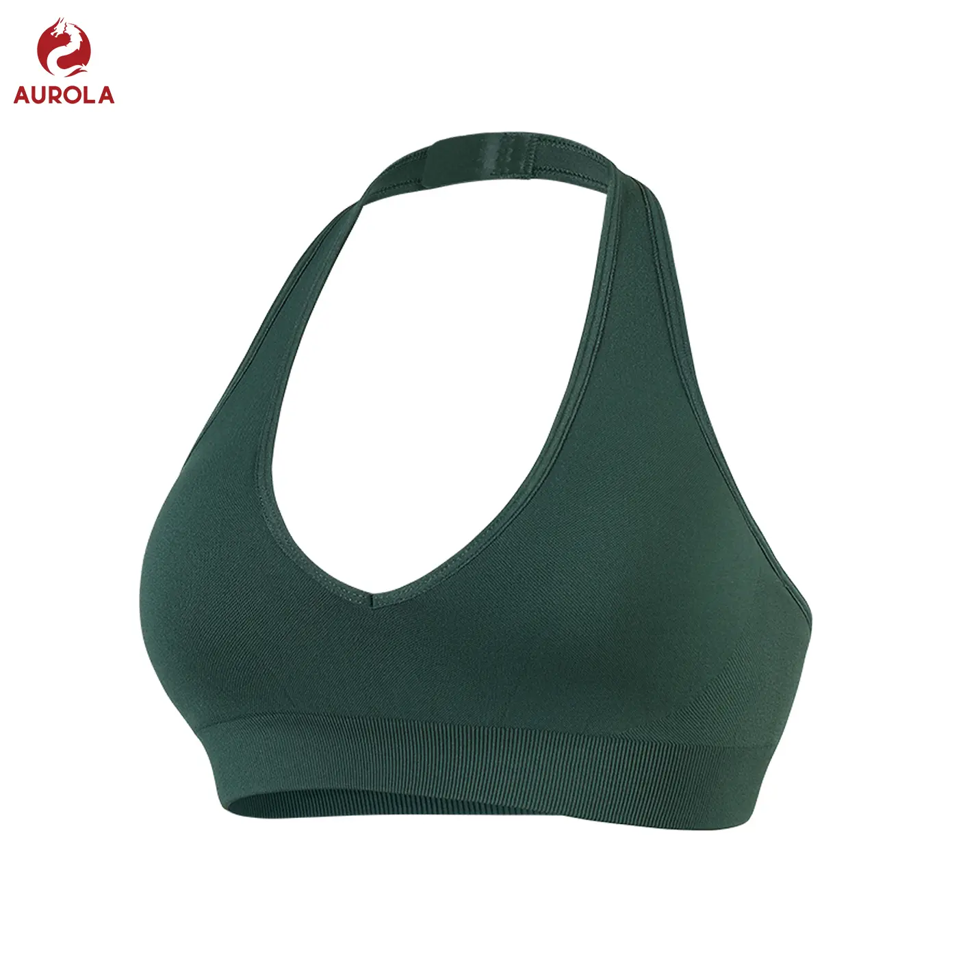 AUROLA Influence Halter Backless V-Neck Sports Bra for Women Open-Back Padded Yoga Workout Crop Top with Adjustable Straps Lightweight Breathable Fabric tiktokshopbacktoschool