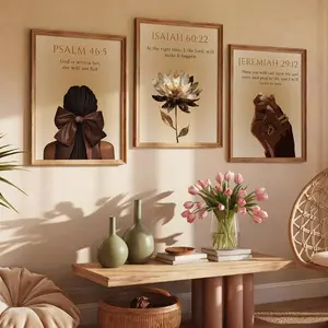 Set of 3 Christian Wall Art for Black Women – Bible Verse Scripture Prints, Afrocentric Bible Verses & Home Decor, Modern Christian Art, Room Decor, Unframed, 5 Sizes (8x12–27x40 inch)