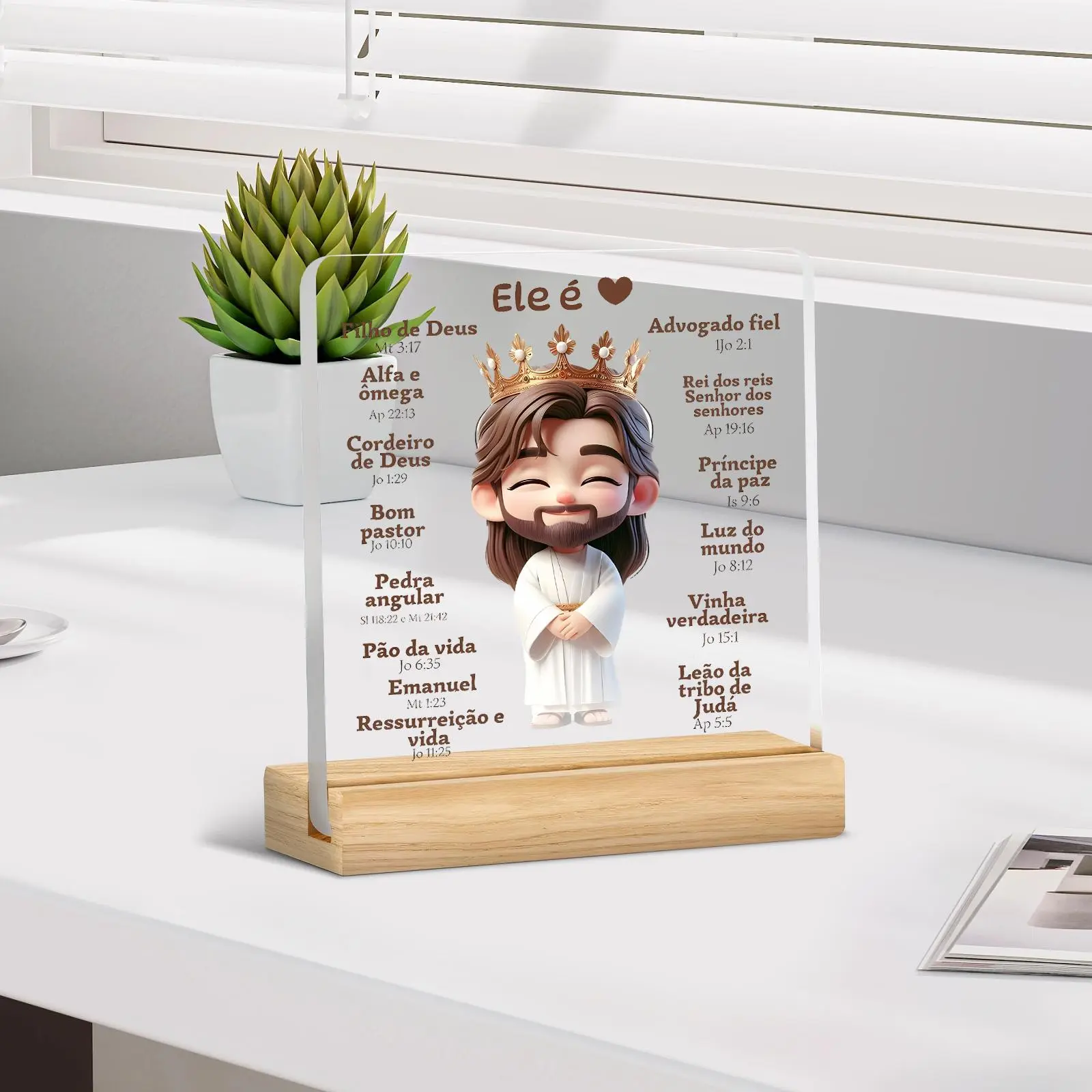 Jesus Clear Acrylic Desktop Ornament, Jesus Christ Decorative Ornament, Home Decor for Living Room Bedroom, Christian Gifts, Religious, Stylish Religious Decor