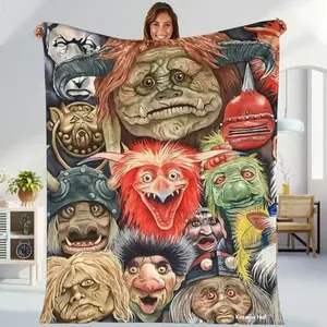 Labyrinth Movie Fleece Blanket, 1986 Retro Film Labyrinth Jareth Vintage Throw Blanket, Classic Fantasy Christmas Gifts For Couch Bed Sofa