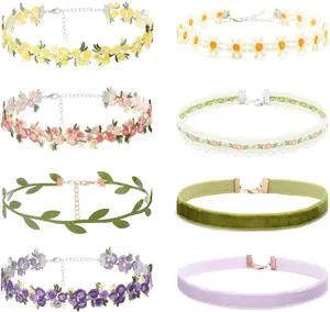 Black Choker Necklace Set  Lace Choker Daisy Gothic Punk Classic Choker