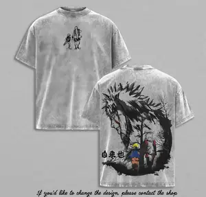 Master Jiraiya x Naruto Vintage Wash T-Shirt Anime Manga Graphic Tee, Heavyweight Streetwear, Japanese Anime Gift , Naruto Merch Naruto Anime Graphic T-Shirt | Unisex Casual Tee Old School Naruto Anime Print Vintage Cotton Tee
