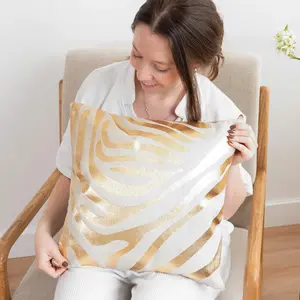 Zebra Gold Cowhide Pillow